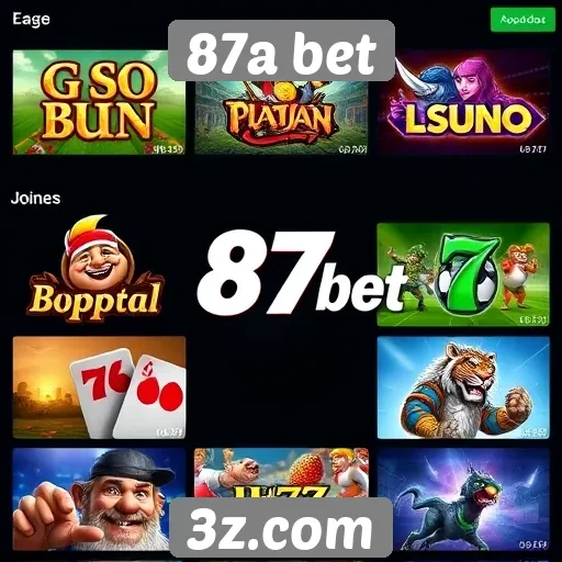 Variedade de jogos disponíveis na 87a bet